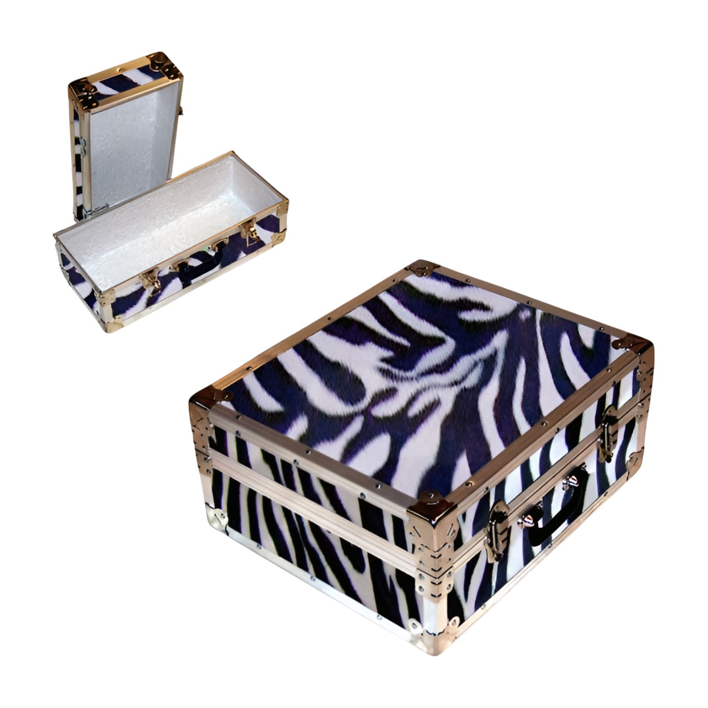 17-115 ZEBE FAUX ZEBRA Single 200 Storage Trunk with Alloy Trim