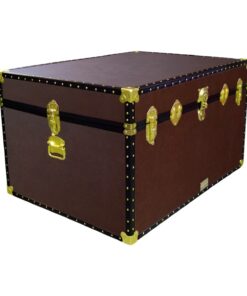 01-214 BL BROWN LEATHERETTE Super Jumbo Storage Trunk with ABS Trim