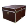 01-215 BLE BROWN LEATHERETTE Super Jumbo Storage Trunk with Alloy Trim