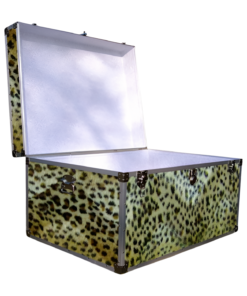 Alternative view of 01-223 CHE FAUX CHEETAH Super Jumbo Storage Trunk with Alloy Trim
