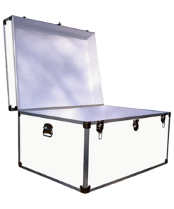 Alternative view of 01-217 WLE WHITE LEATHERETTE Super Jumbo Storage Trunk with Alloy Trim