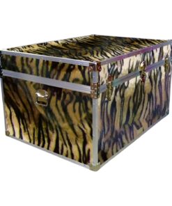01-227 TIE FAUX TIGER Super Jumbo Storage Trunk with Alloy Trim