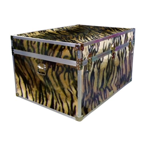 01-227 TIE FAUX TIGER Super Jumbo Storage Trunk with Alloy Trim