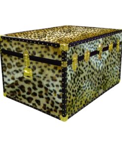 01-222 CH FAUX CHEETAH Super Jumbo Storage Trunk with ABS Trim