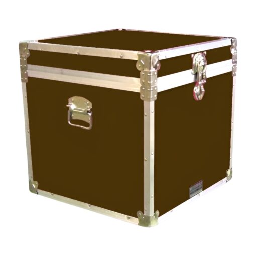 20-176 BLE BROWN LEATHERETTE Cube Storage Trunk with Alloy Trim