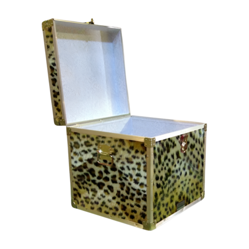 20-187 CHE FAUX CHEETAH Cube Storage Trunk with Alloy Trim - Image 2