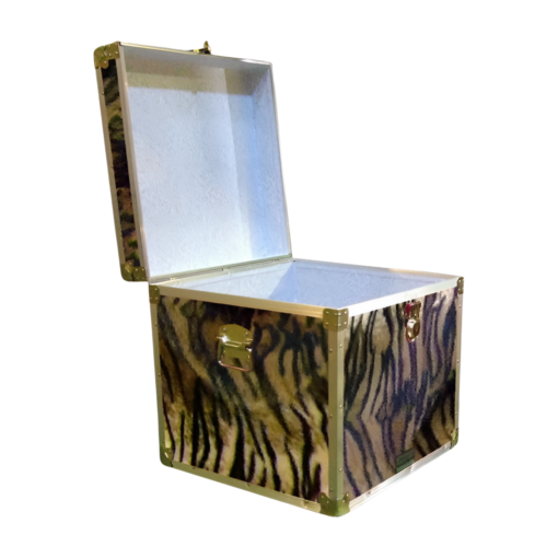20-191 TIE FAUX TIGER Cube Storage Trunk with Alloy Trim - Image 2