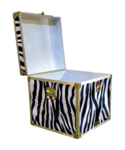 Alternative view of 20-185 ZEBE FAUX ZEBRA Cube Storage Trunk with Alloy Trim