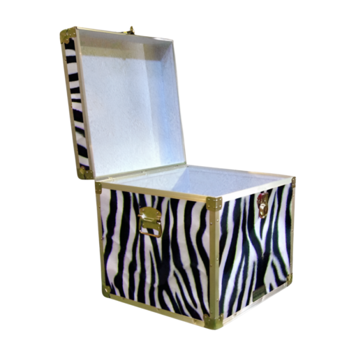 20-185 ZEBE FAUX ZEBRA Cube Storage Trunk with Alloy Trim - Image 2