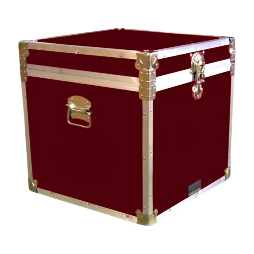 20-097 RE MAROON Cube Storage Trunk with Alloy Trim