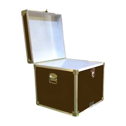 20-176 BLE BROWN LEATHERETTE Cube Storage Trunk with Alloy Trim - Image 2