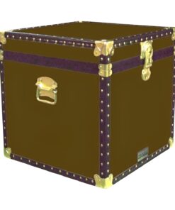 20-175 BL BROWN LEATHERETTE Cube Storage Trunk with ABS Trim