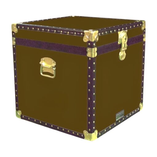 20-175 BL BROWN LEATHERETTE Cube Storage Trunk with ABS Trim