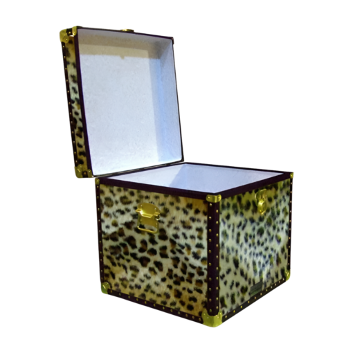 20-186 CH FAUX CHEETAH Cube Storage Trunk with ABS Trim - Image 2