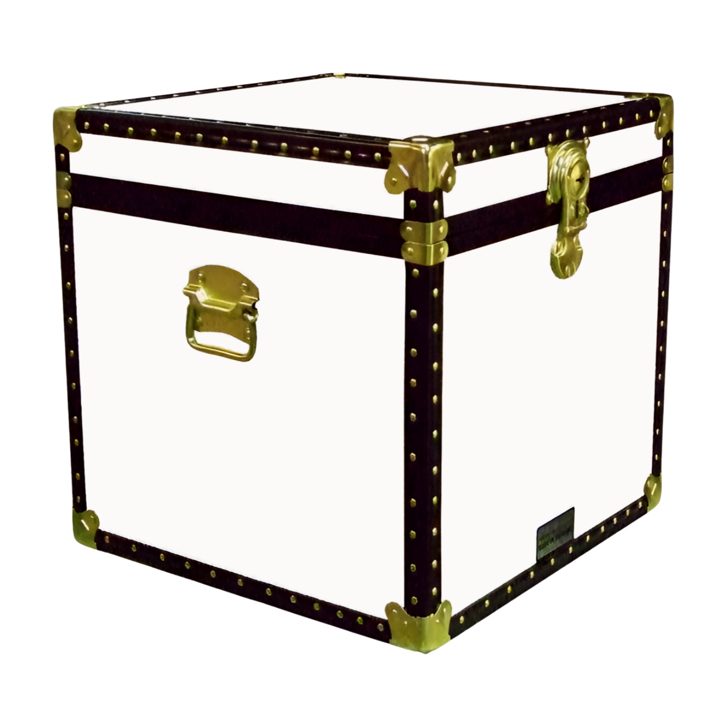 20-177 WL WHITE LEATHERETTE Cube Storage Trunk with ABS Trim
