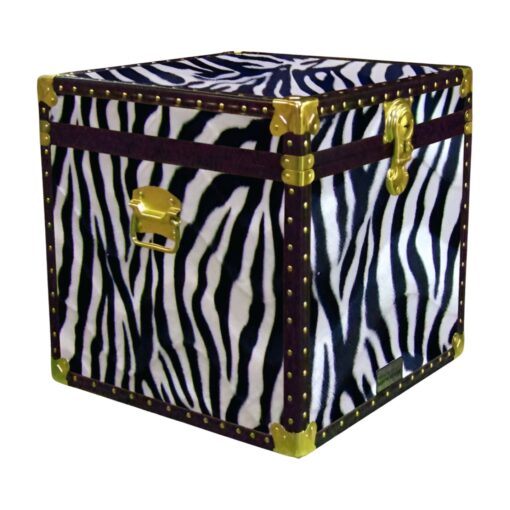 20-184 ZEB FAUX ZEBRA Cube Storage Trunk with ABS Trim