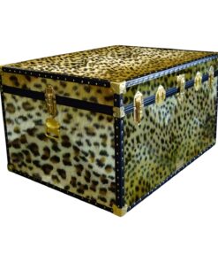 02-212 CH FAUX CHEETAH Jumbo Storage Trunk with ABS Trim