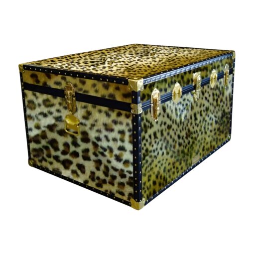 02-212 CH FAUX CHEETAH Jumbo Storage Trunk with ABS Trim