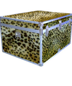 02-213 CHE FAUX CHEETAH Jumbo Storage Trunk with Alloy Trim