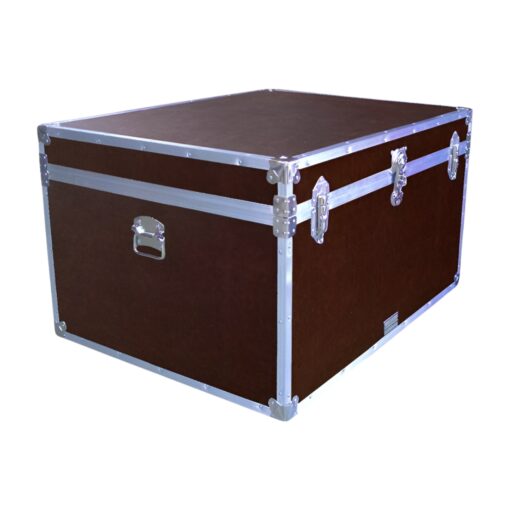 02-205 BLE BROWN LEATHERETTE Jumbo Storage Trunk with Alloy Trim