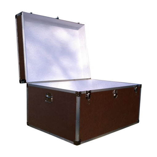 02-205 BLE BROWN LEATHERETTE Jumbo Storage Trunk with Alloy Trim - Image 2