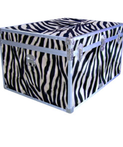 02-211 ZEBE FAUX ZEBRA Jumbo Storage Trunk with Alloy Trim