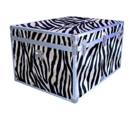 Zebra Storage Racks 02-211 ZEBE FAUX ZEBRA Jumbo Storage Trunk with Alloy Trim - Storage ...