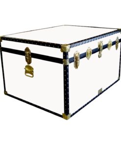 02-206 WL WHITE LEATHERETTE Jumbo Storage Trunk with ABS Trim