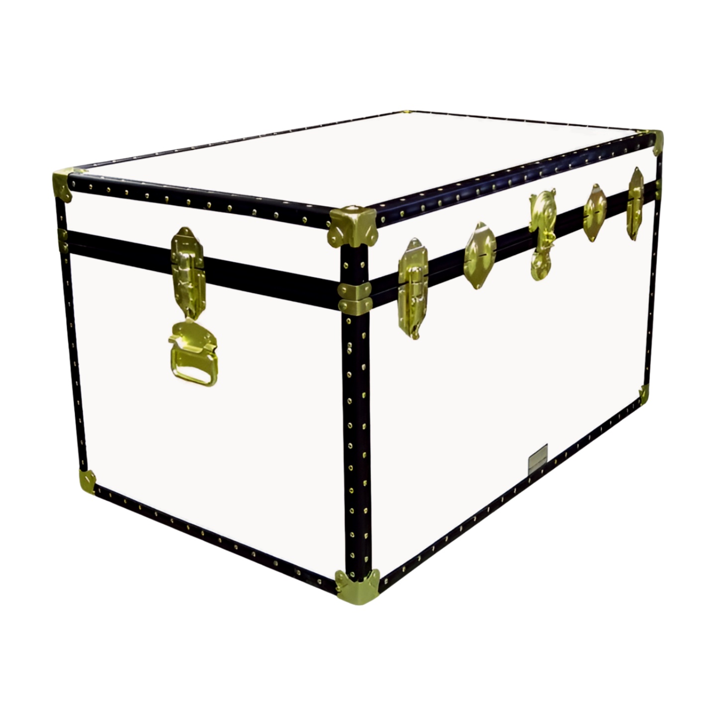 03-204 WL WHITE LEATHERETTE King Storage Trunk with ABS Trim