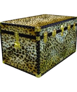 03-210 CH FAUX CHEETAH King Storage Trunk with ABS Trim