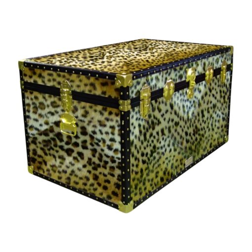 03-210 CH FAUX CHEETAH King Storage Trunk with ABS Trim