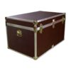 03-203 BLE BROWN LEATHERETTE King Storage Trunk with Alloy Trim