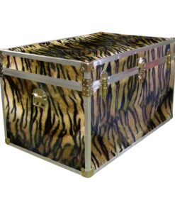 03-215 TIE FAUX TIGER King Storage Trunk with Alloy Trim