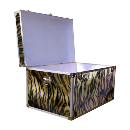 03-215 TIE FAUX TIGER King Storage Trunk with Alloy Trim - Image 2