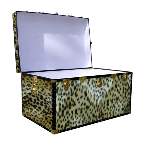 03-210 CH FAUX CHEETAH King Storage Trunk with ABS Trim - Image 2