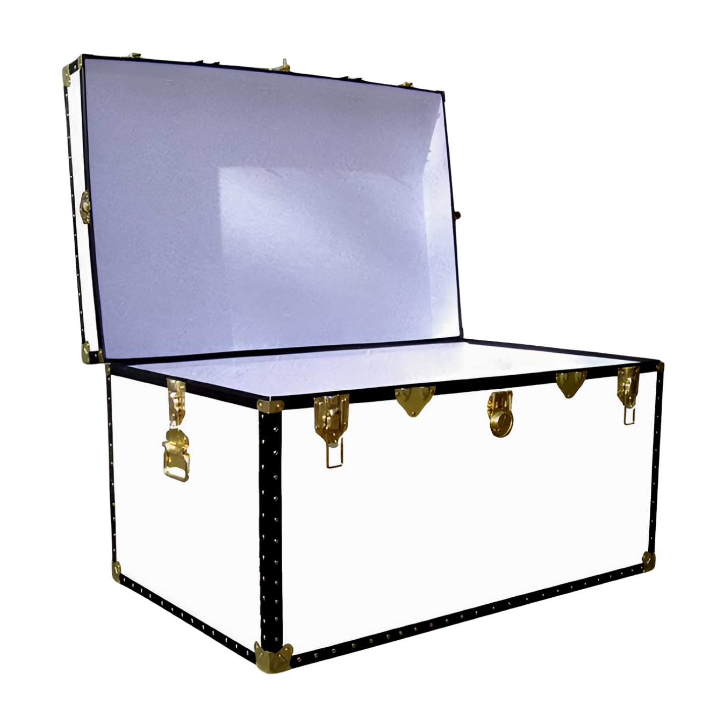 03-204 WL WHITE LEATHERETTE King Storage Trunk with ABS Trim - Image 2