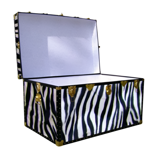 03-208 ZEB FAUX ZEBRA King Storage Trunk with ABS Trim - Image 2