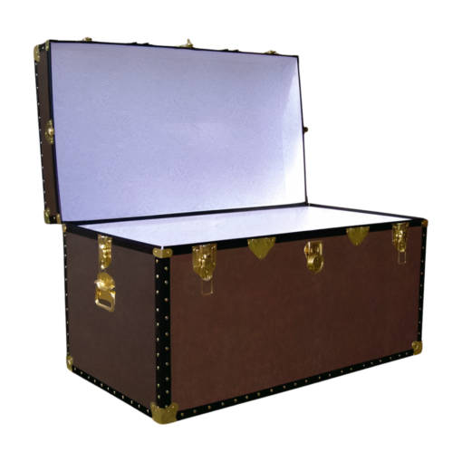 04-190 BL BROWN LEATHERETTE 38 Deep Storage Trunk with ABS Trim - Image 2