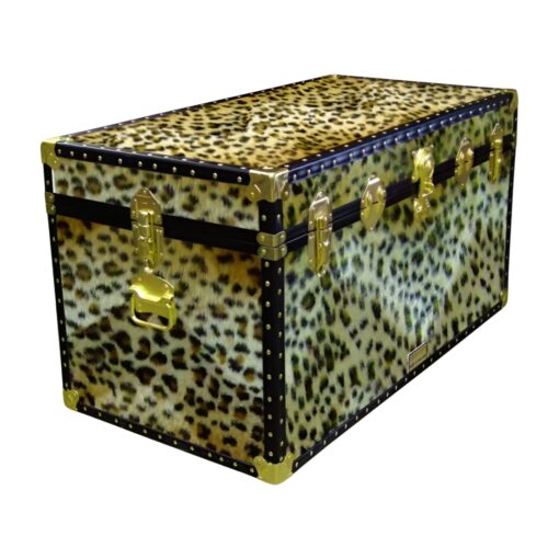 04-198 CH FAUX CHEETAH 38 Deep Storage Trunk with ABS Trim