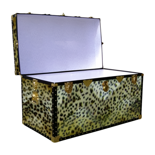 05-196 CH FAUX CHEETAH 36 Deep Storage Trunk with ABS Trim - Image 2