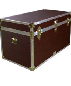 05-189 BLE BROWN LEATHERETTE 36 Deep Storage Trunk with Alloy Trim