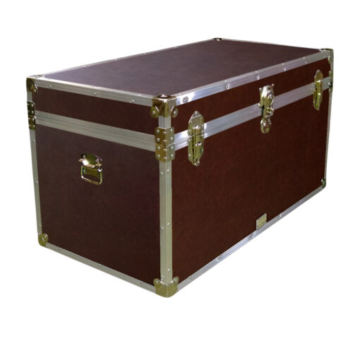 04-191 BLE BROWN LEATHERETTE 38 Deep Storage Trunk with Alloy Trim