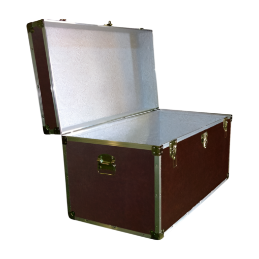 04-191 BLE BROWN LEATHERETTE 38 Deep Storage Trunk with Alloy Trim - Image 2