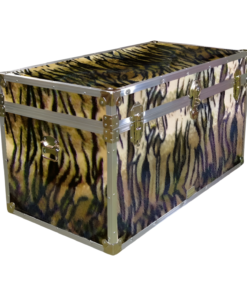 05-201 TIE FAUX TIGER 36 Deep Storage Trunk with Alloy Trim