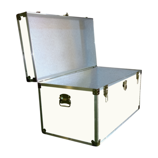 05-191 WLE WHITE LEATHERETTE 36 Deep Storage Trunk with Alloy Trim - Image 2