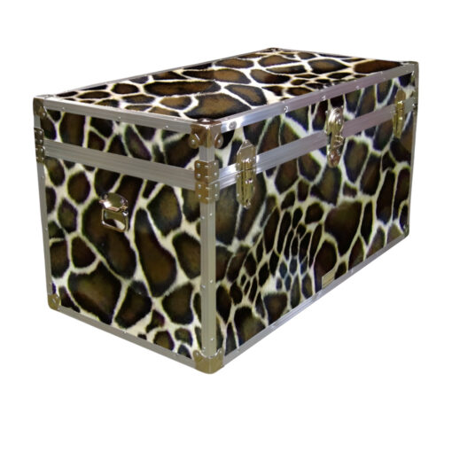 04-201 GE FAUX GIRAFFE 38 Deep Storage Trunk with Alloy Trim