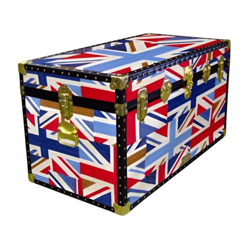 05-187 OCUJ OIL CLOTH UNION JACK 36 Deep Storage Trunk with ABS Trim