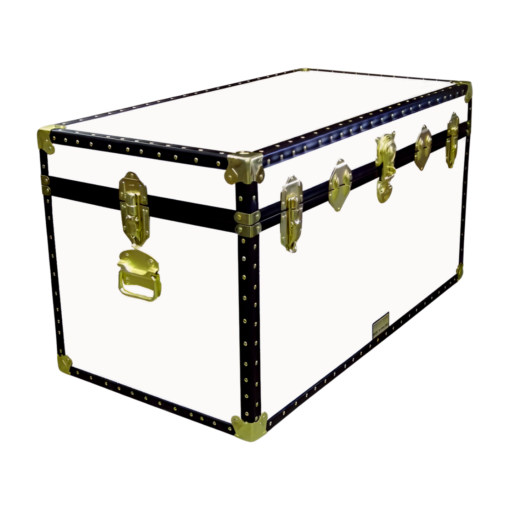 05-190 WL WHITE LEATHERETTE 36 Deep Storage Trunk with ABS Trim