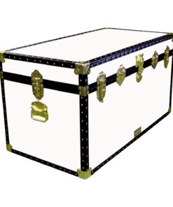 04-192 WL WHITE LEATHERETTE 38 Deep Storage Trunk with ABS Trim