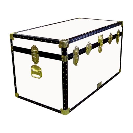 04-192 WL WHITE LEATHERETTE 38 Deep Storage Trunk with ABS Trim